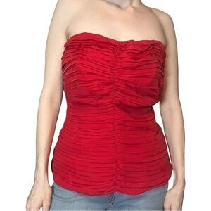 NWT The Limited Crimson Strapless Top Ruched Ruffles